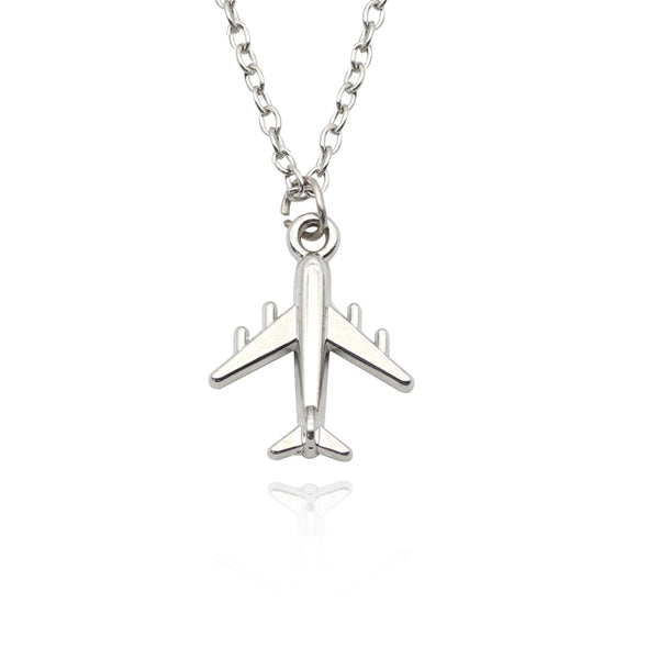 Trendy Airplane Model Pendant Necklace Silver Simple & Personality All-Match Aircraft Sweater Chain Necklace For Women Xmas