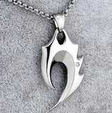 Free shipping Zinc Alloy White Silver Double chain Zinc alloy steel Male Flame pendant Necklace Men Jewelry