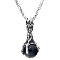New Pendants Stainless Steel Fashion Skull Claw Stone Pendant Necklace With Black Stone