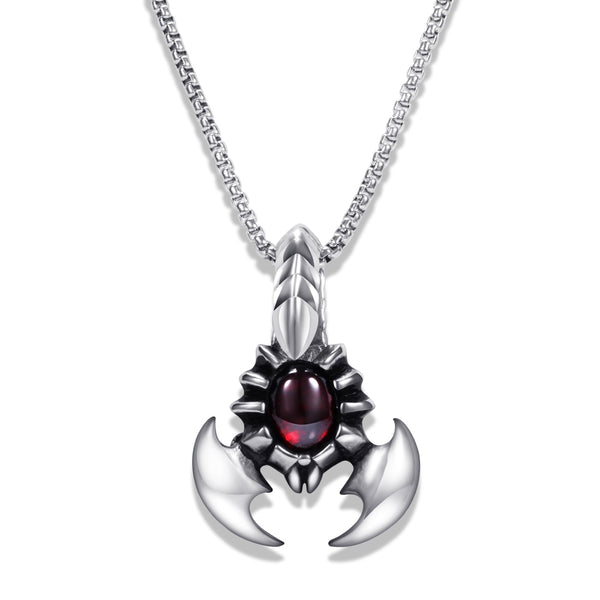 Handsome scorpion king red stone men pendant domineering exaggerated alternative titanium steel necklace boyfriend gift