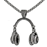 MDNEN Music DJ Headphone Pendant Necklaces Stainless Steel Chain Men Women Hip Hop Jewelry Rock Headset Necklace Music gift
