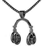MDNEN Music DJ Headphone Pendant Necklaces Stainless Steel Chain Men Women Hip Hop Jewelry Rock Headset Necklace Music gift