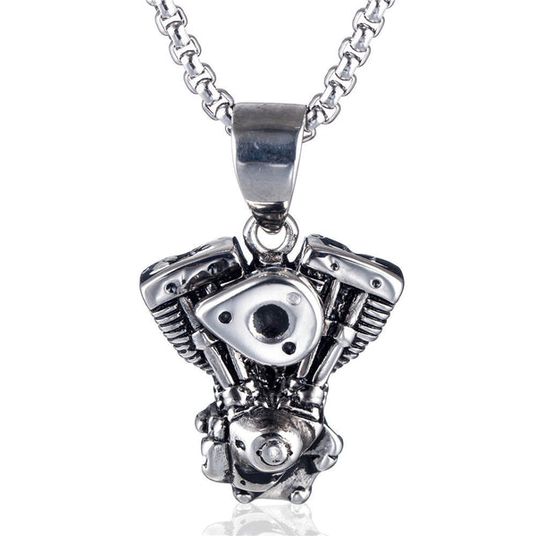 MDNEN Personalized Engine Motorcycle Chain Biker Punk Gothic Necklace For Men Vintage Stainless Steel Chain