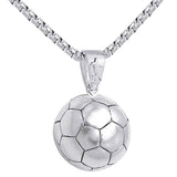 MDNEN Football Pendant Necklace Men Stainless Steel Chain Soccer Ball Hippie Necklace Male Sports Hip Hop Men Jewelry