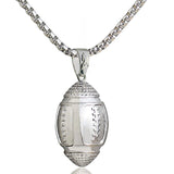 MDNEN Football Pendant Necklace Men Stainless Steel Chain Soccer Ball Hippie Necklace Male Sports Hip Hop Men Jewelry