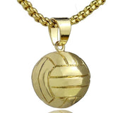 MDNEN Football Pendant Necklace Men Stainless Steel Chain Soccer Ball Hippie Necklace Male Sports Hip Hop Men Jewelry