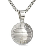 MDNEN Football Pendant Necklace Men Stainless Steel Chain Soccer Ball Hippie Necklace Male Sports Hip Hop Men Jewelry